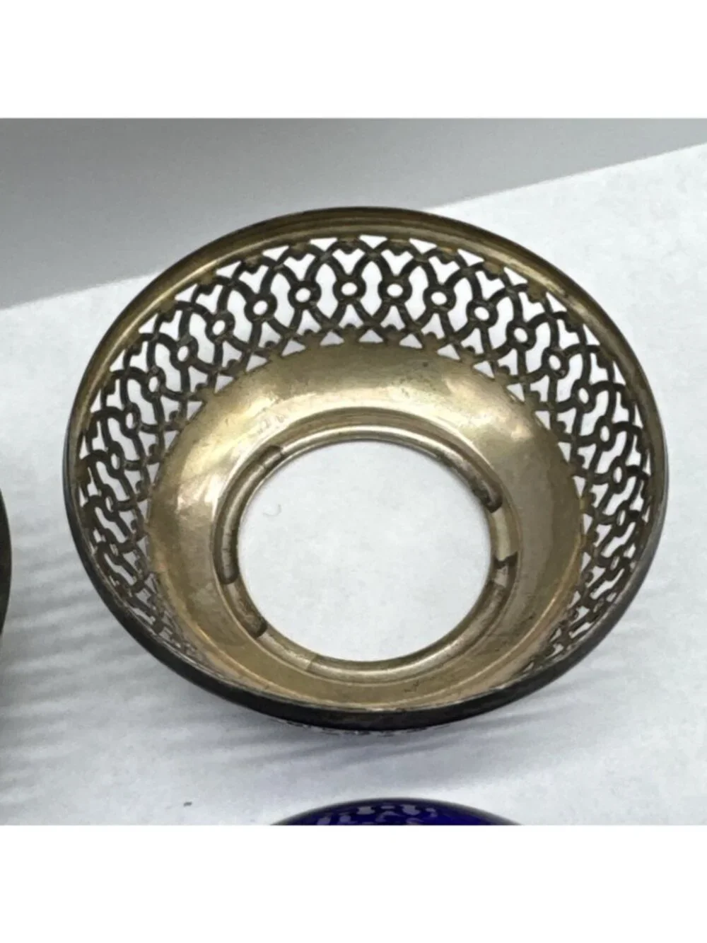 Set of 2 Antique Webster Sterling Silver Cobalt Open Salt Cellars American 2”
